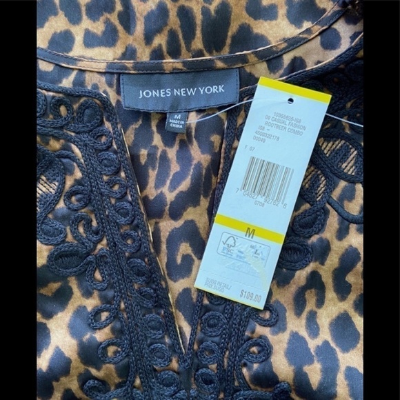 Jones New York Leopard Print Blouse Tunic Top - Picture 6 of 6